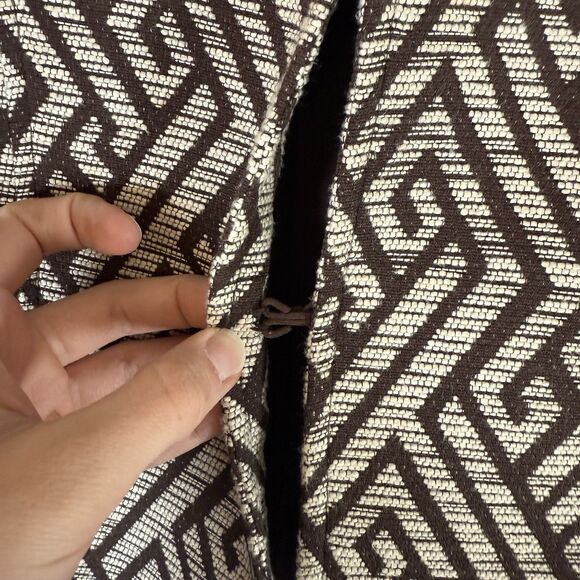 Chico's Blazer Jacket Women's 8 Brown Textured Woven Hook Eye Collared Long Slv - Picture 7 of 12